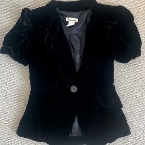 Rich black velvet, short puff sleeve jacket